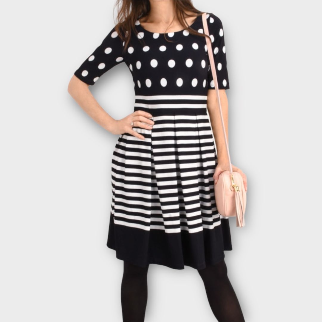 Polka dot stripe dress best sale