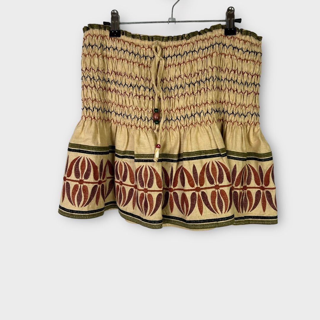 Zara Cotton Ruched Boho Mini Skirt M 2nd Ave Trading