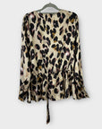 Boohoo Leopard Print Satin Drape Tie Front Top - 16