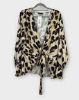 Boohoo Leopard Print Satin Drape Tie Front Top - 16