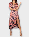 Dancing Leopard Animal Print Wrap Midi Dress - 10