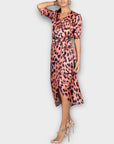 Dancing Leopard Animal Print Wrap Midi Dress - 10