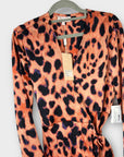 Dancing Leopard Animal Print Wrap Midi Dress - 10