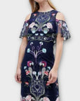 River Island Floral Embroidered Cold Shoulder Dress - 6