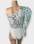 River Island One Shoulder Sequin Bodysuit - 8