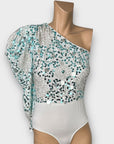 River Island One Shoulder Sequin Bodysuit - 8