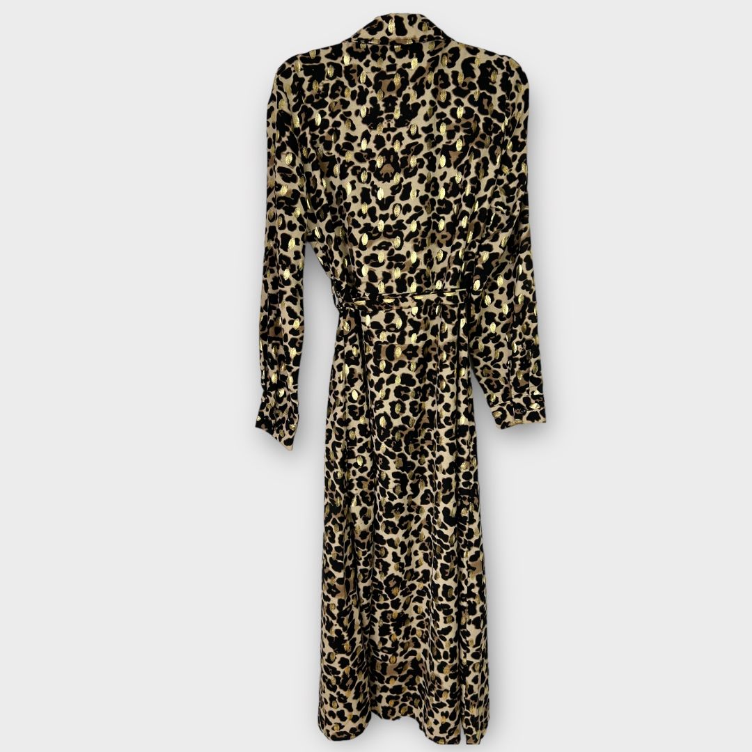 Flam Mode Animal Print Midi Shirt Dress - S/M