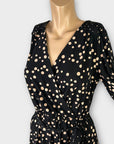 Oasis Polka Dot Midi Wrap Dress - M