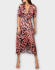 Dancing Leopard Animal Print Wrap Midi Dress - 10