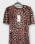 Warehouse Fluro Leopard Ruffle Hem Dress - 8